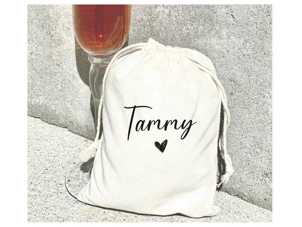 Personalized Heart Party Favor Bag – Custom Name Bachelorette or Birthday Gift Bag
