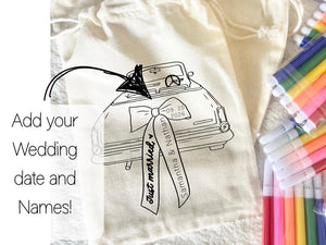 Custom Wedding Kids Activity Bag – Personalized Favor with Markers