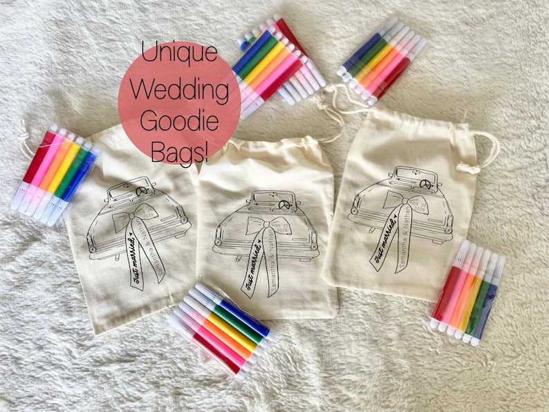 Custom Wedding Kids Activity Bag – Personalized Favor with Markers