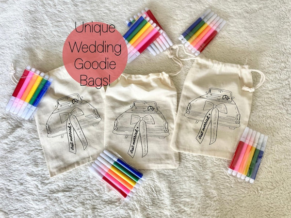 Custom Wedding Kids Activity Bag – Personalized Favor with Markers