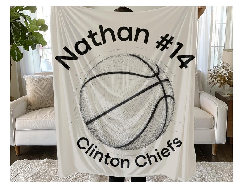 Basketball Team Personalized Name - Number Blanket Custom Sports Gift Sherpa