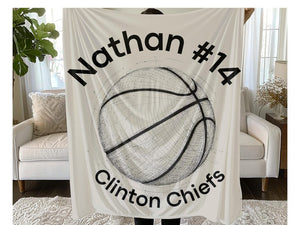 Basketball Team Personalized Name - Number Blanket Custom Sports Gift Sherpa