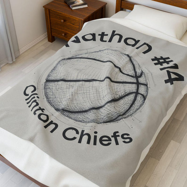 Basketball Team Personalized Name - Number Blanket Custom Sports Gift Sherpa
