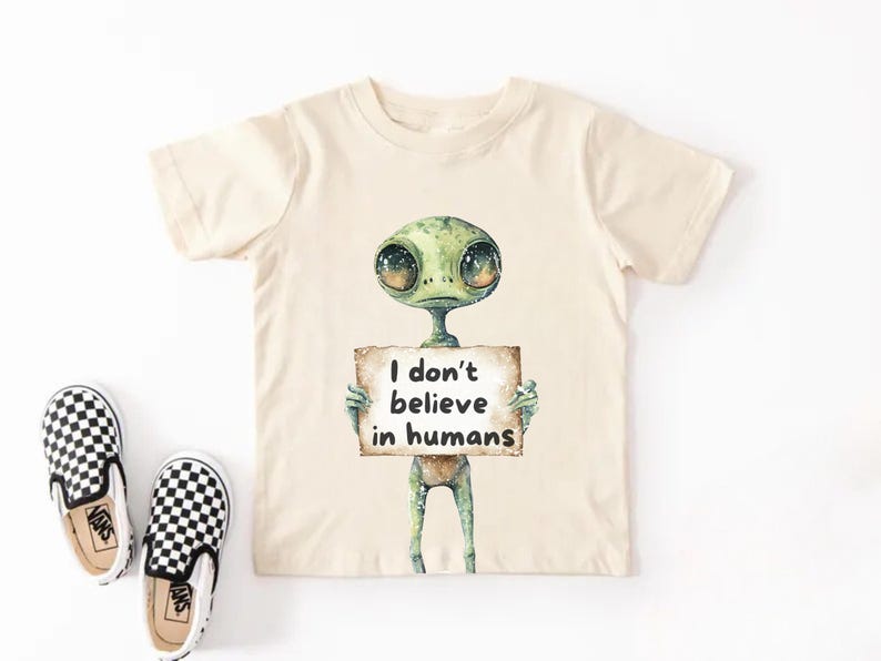 Funny Alien Kid T Shirt