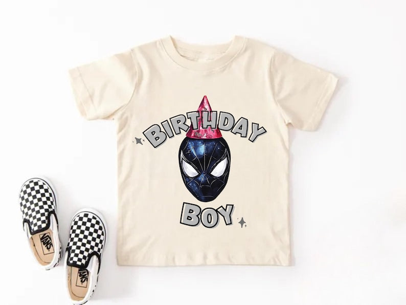 Birthday Boy Hero T-Shirt with Mask - Superhero Youth Birthday Gift Tee for Toddler & Kids