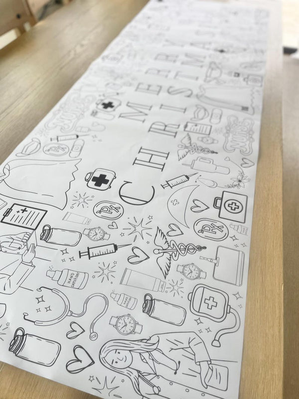 72" Large Nurse Holiday Coloring Banner – Hospital Team Activity, Christmas Drawing Banner,