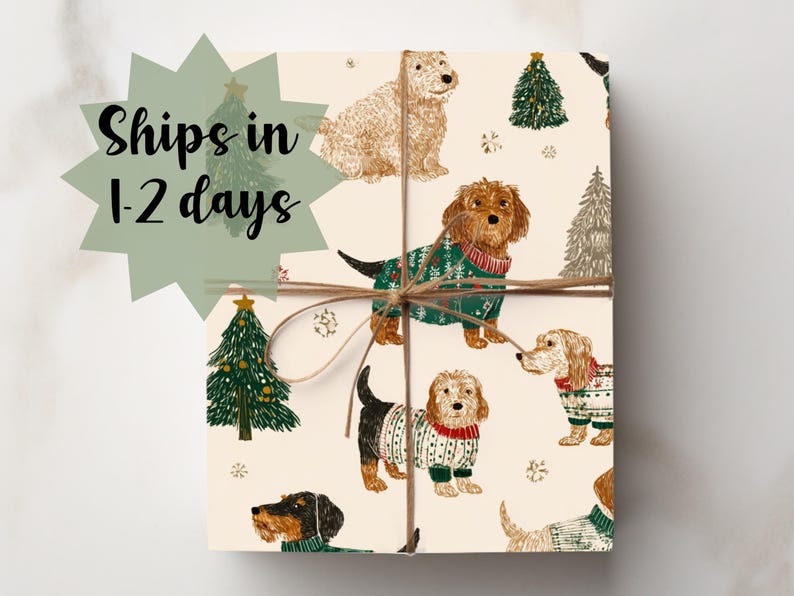 Adorable Dog Sweater Wrapping Paper – Festive Holiday Gift Wrap for Pet Lovers