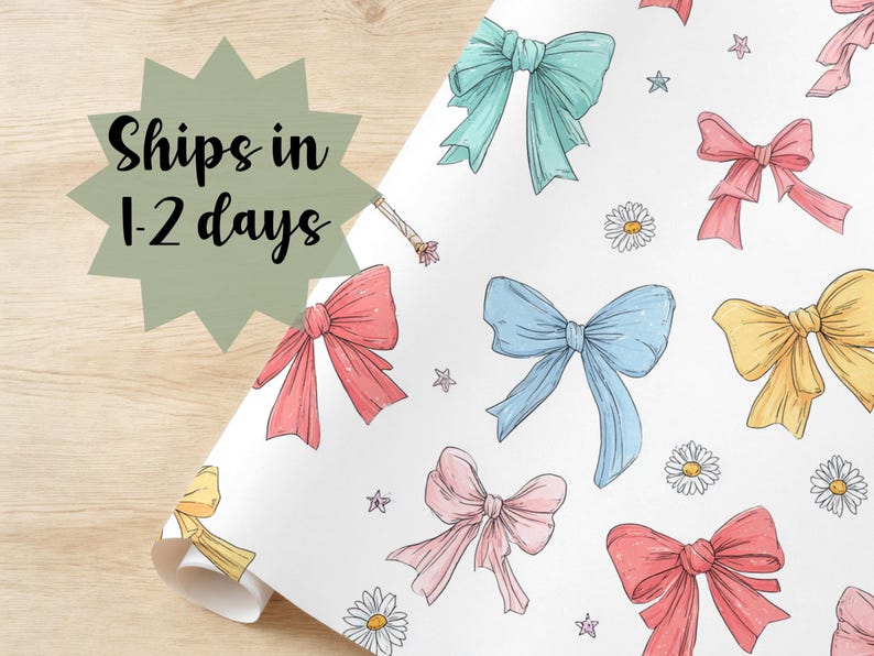 Whimsical Coquette Bow Watercolor Wrapping Paper – Fairy Tale Gift Wrap