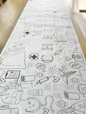 72" Large Nurse Holiday Coloring Banner – Hospital Team Activity, Christmas Drawing Banner,