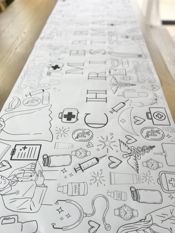72" Large Nurse Holiday Coloring Banner – Hospital Team Activity, Christmas Drawing Banner,