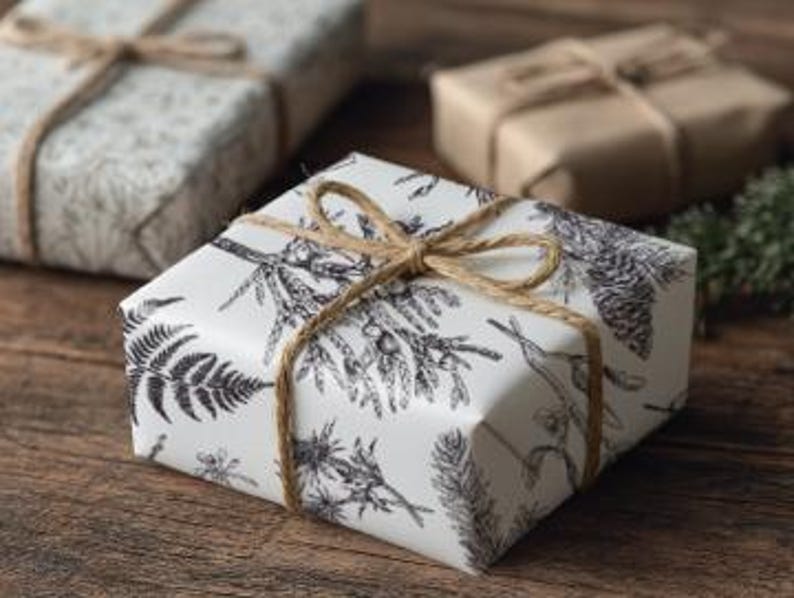 Forest Green Wrapping Paper Roll - Nature Gift Wrap Gloss Finish Wedding