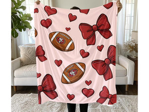 Red Gold Football Throw Blanket San Francisco Fan Gift