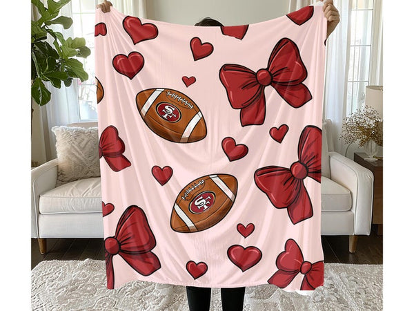 Red Gold Football Throw Blanket San Francisco Fan Gift