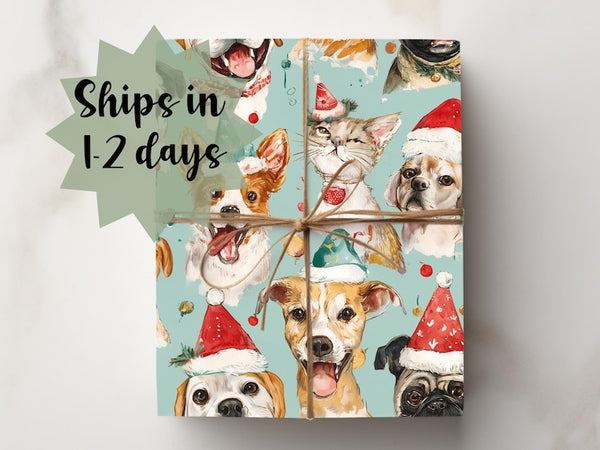 Funny Christmas Dog & Cat Wrapping Paper – Cute Holiday Gift Wrap