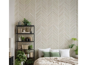 Minimalist Line Art Peel and Stick Wallpaper – Neutral Beige Boho Décor