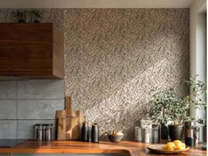 Botanical Leaf Wallpaper Olive - Neutral Peel Stick Mural Kitchen Bath