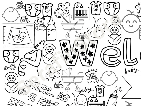 Welcome Baby Personalized Coloring Banner