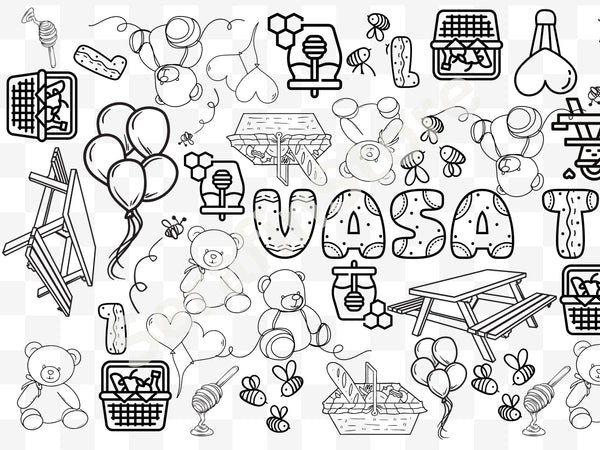 Teddy Bear Coloring Banner