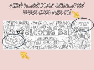 Welcome Baby Personalized Coloring Banner