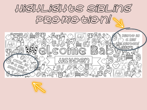 Welcome Baby Personalized Coloring Banner