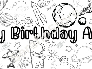 Outer Space Theme Coloring Banner