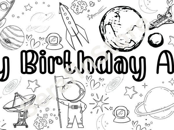 Outer Space Theme Coloring Banner