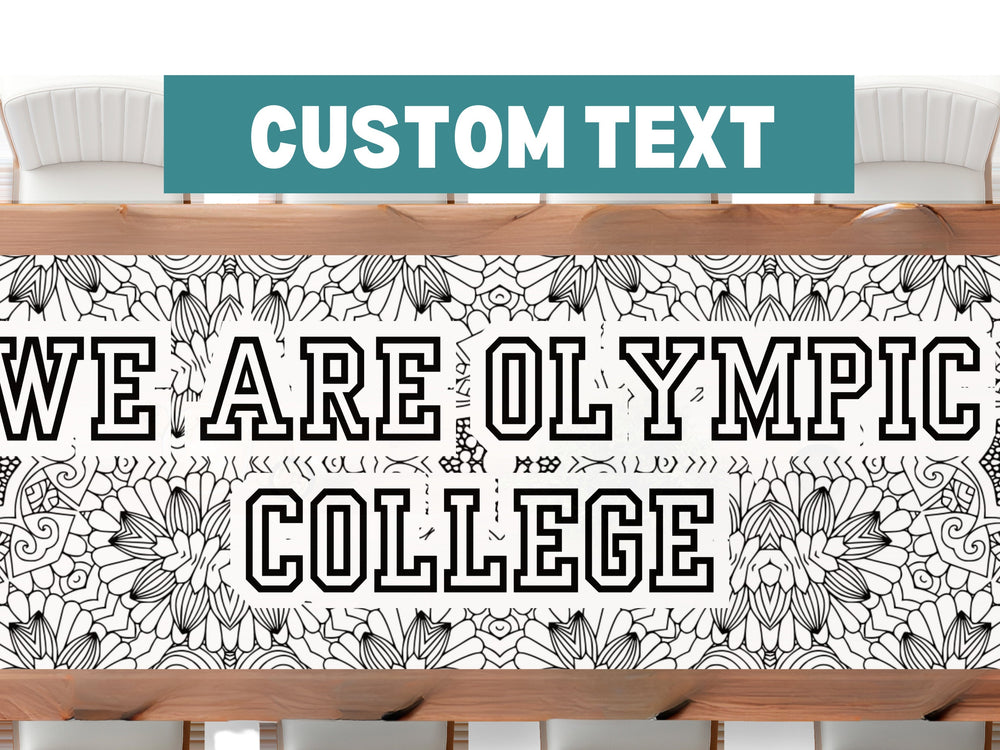 Custom Text Personalized Mandala Coloring Banner Custom Coloring Poster Table Custom Tablecloth for Party Sheet Therapy Patterns Design 72"