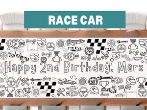 Personalized Race Car Coloring Banner