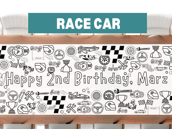 Personalized Race Car Coloring Banner