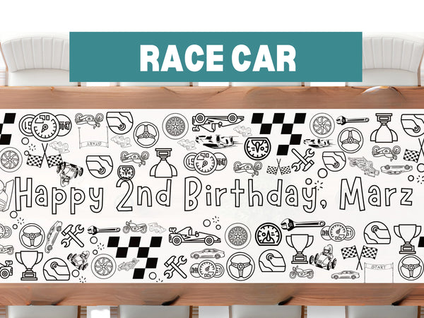 Race Car Theme Coloring Banner