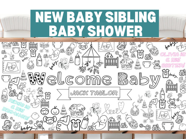 Welcome Baby Personalized Coloring Banner