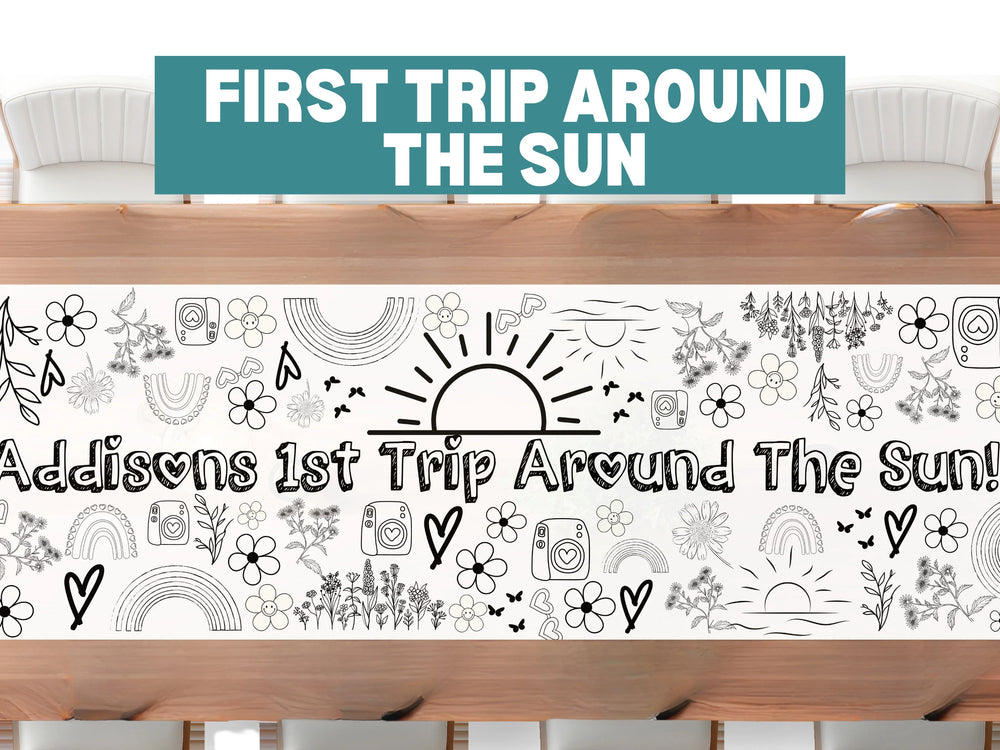 First Trip around the Sun Theme Coloring Banner