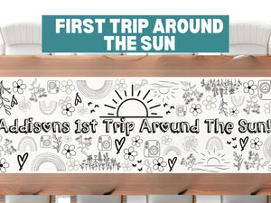 First Trip around the Sun Theme Coloring Banner
