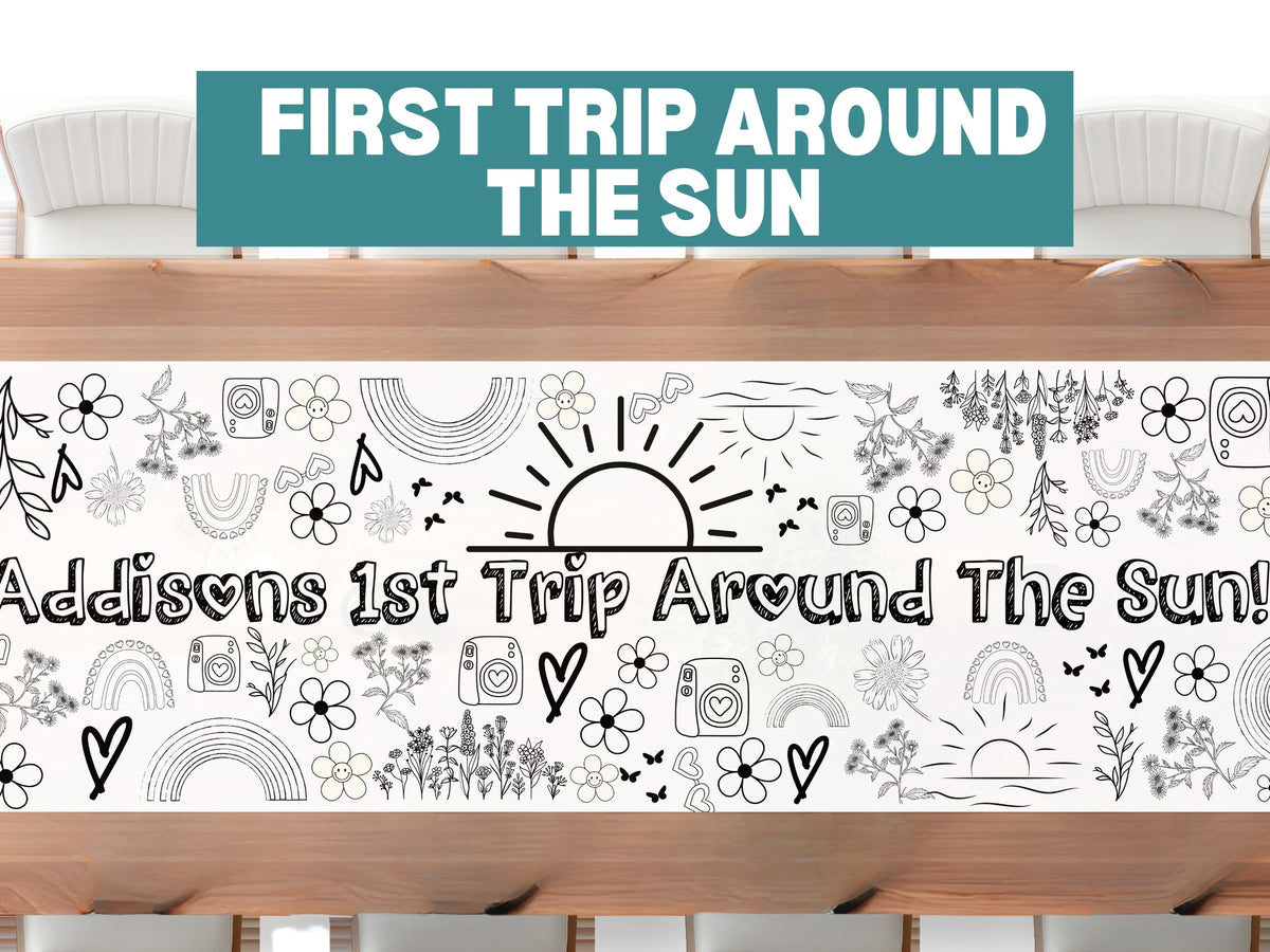 First Trip Around the Sun Coloring Banner