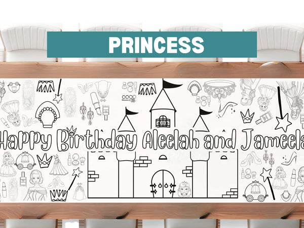 Princess Theme Coloring Banner
