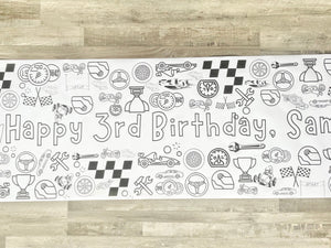 Personalized Race Car Coloring Banner