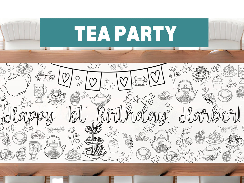 Tea Party Coloring Banner
