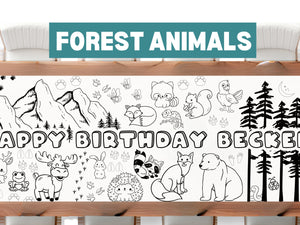 Forest Animal Woodland Coloring Banner