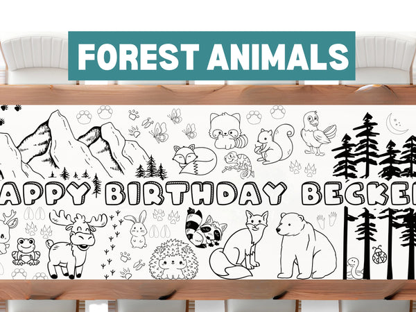 Forest Animal Woodland Coloring Banner
