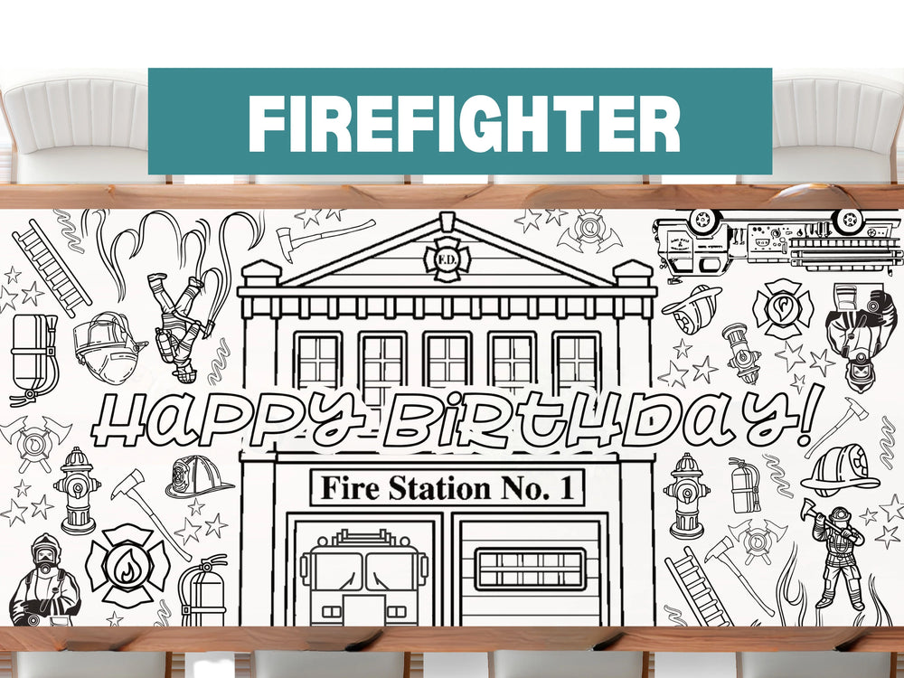 Coloring Banner Firefighter Personalized Birthday
