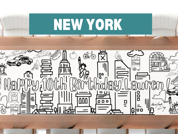 New York City Cityscape Coloring Banner