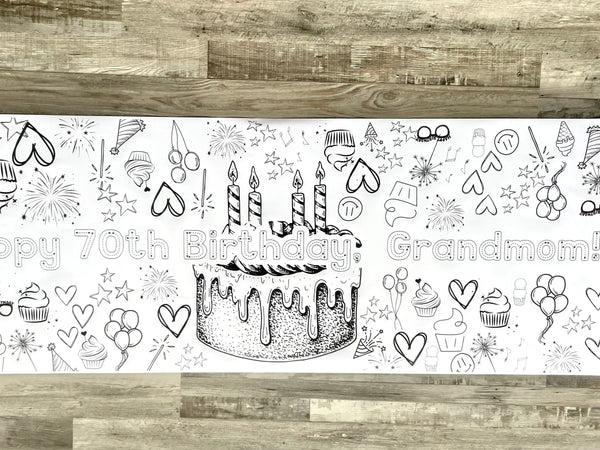 Large 6 Foot Birthday Coloring Banner