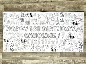 Bunny Rabbit Easter Theme Coloring Banner
