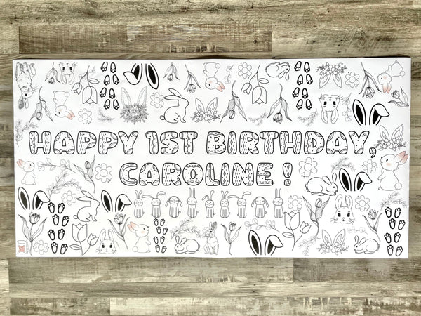 Bunny Rabbit Easter Theme Coloring Banner