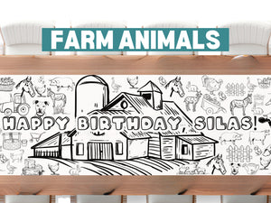 Barn Animal Theme Coloring Banner