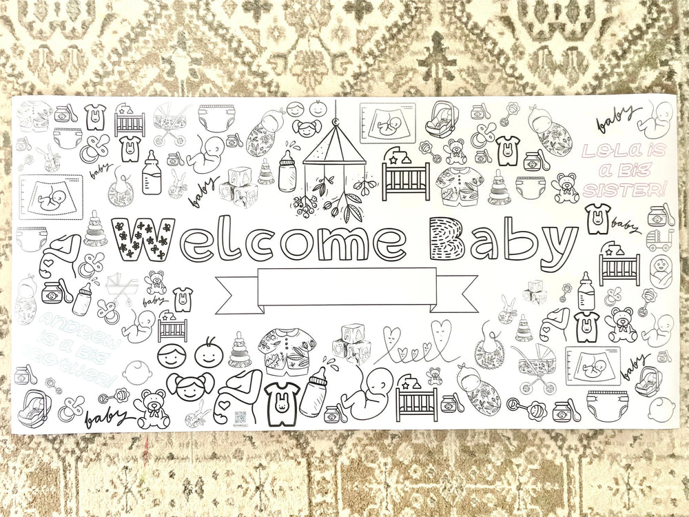 Welcome Baby Personalized Coloring Banner