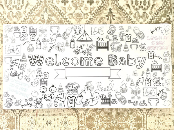 Welcome Baby Personalized Coloring Banner
