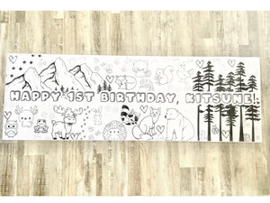 Forest Animal Greenery Coloring Banner