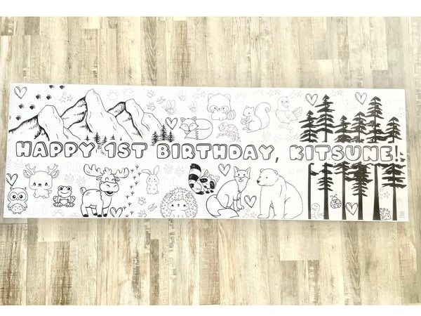 Forest Animal Greenery Coloring Banner