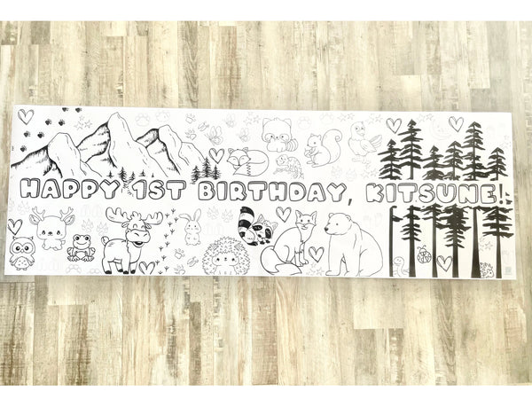 Forest Animal Woodland Coloring Banner